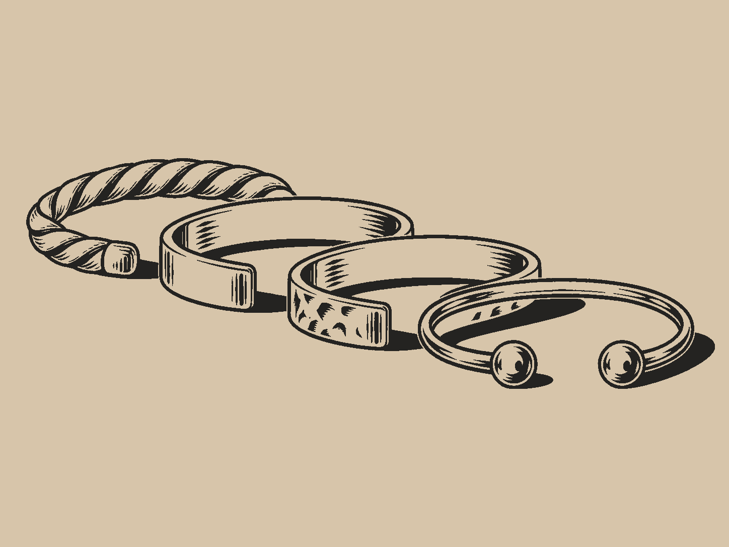 Armbanden: Vier afwerkingen