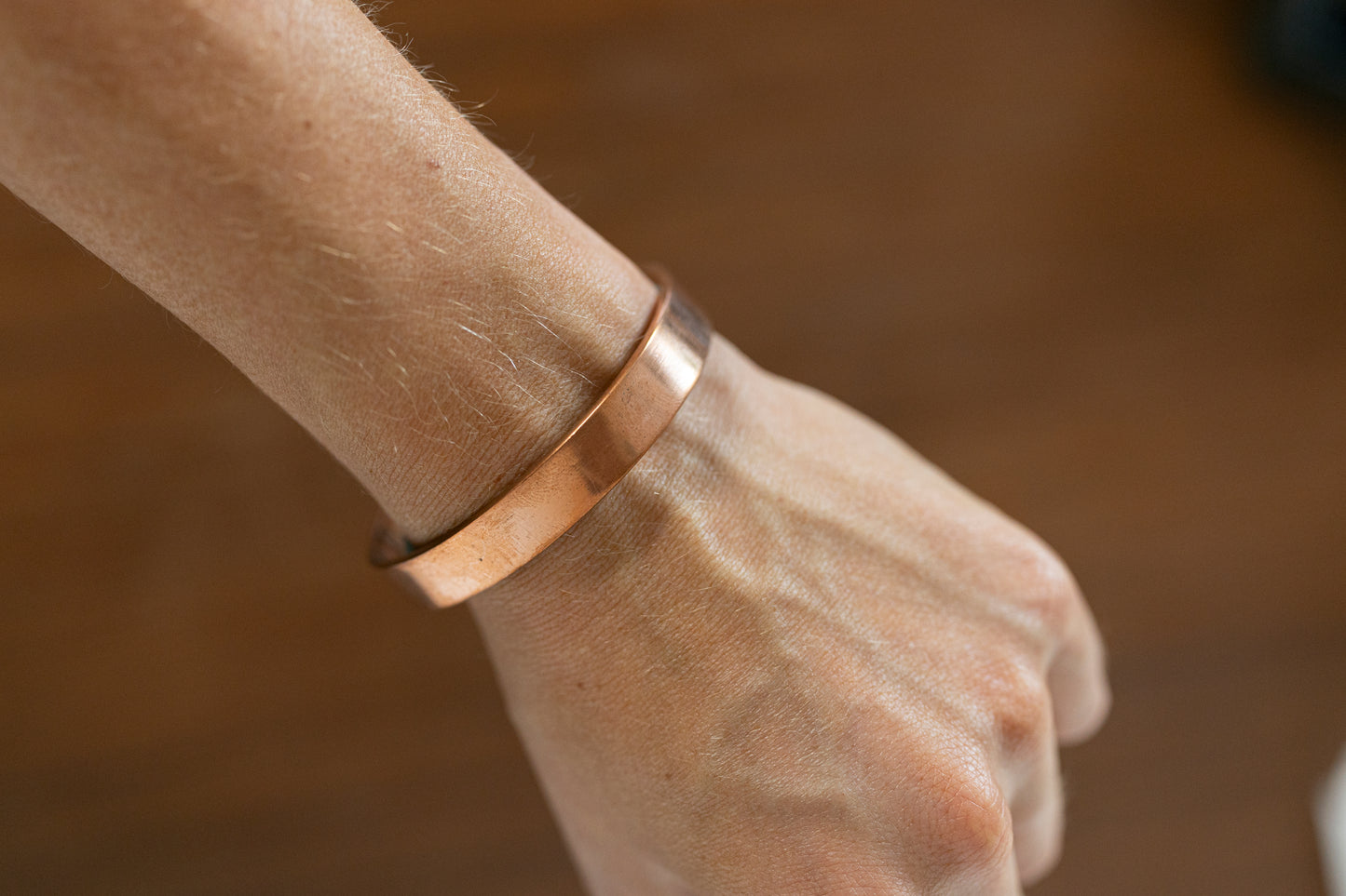 Kopero Premium Koperen Armband Glad, gladde platte koperen cuff om de pols
