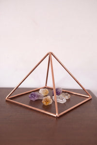 Kopero Koperen Piramide Energizer Glad Klein (14,56 cm) boven amethist en citrien