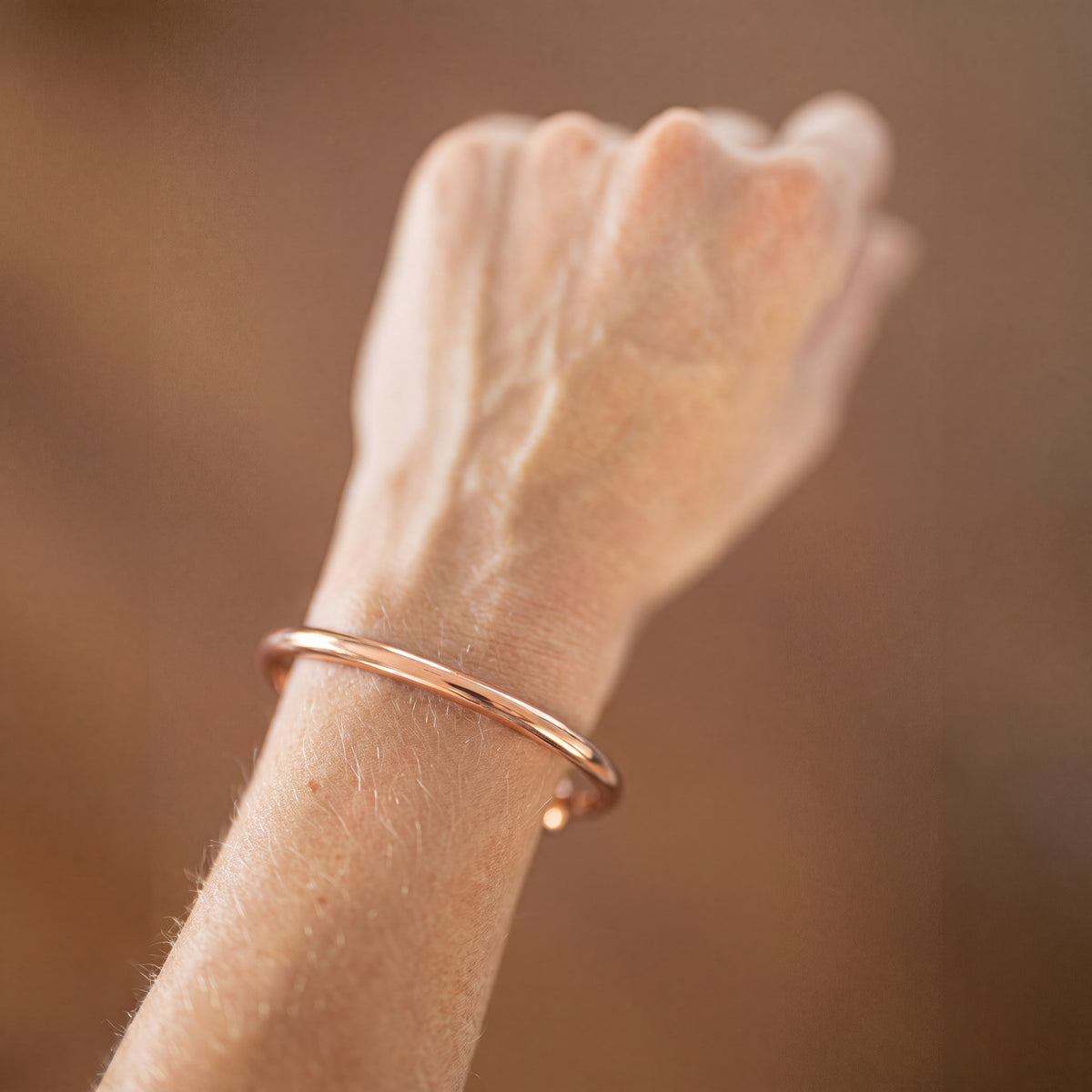 Kopero Premium Koperen Armband Rond, gladde ronde draad-cuff om de pols