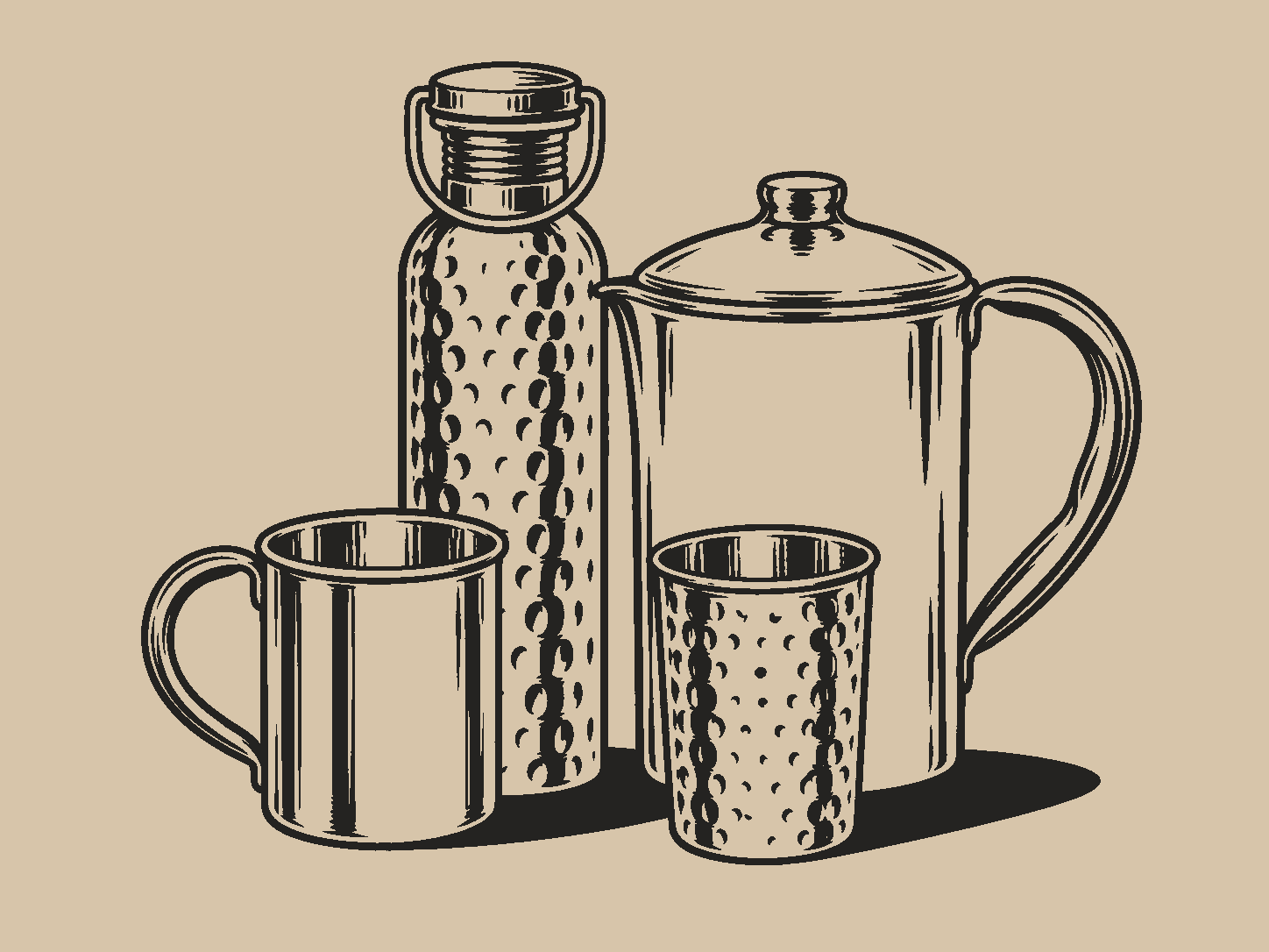 Drinkgerei: Flessen, mokken, bekers en kannen